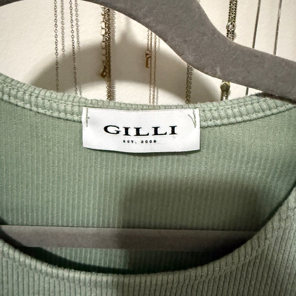 Gilli Light Green Ribbed Knit Top - Picture 2 of 4